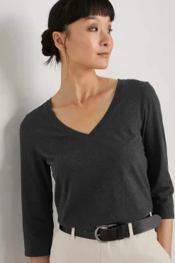 Women Seasalt Cornwall Alighting 3/4 Sleeve V-Neck Jersey Top