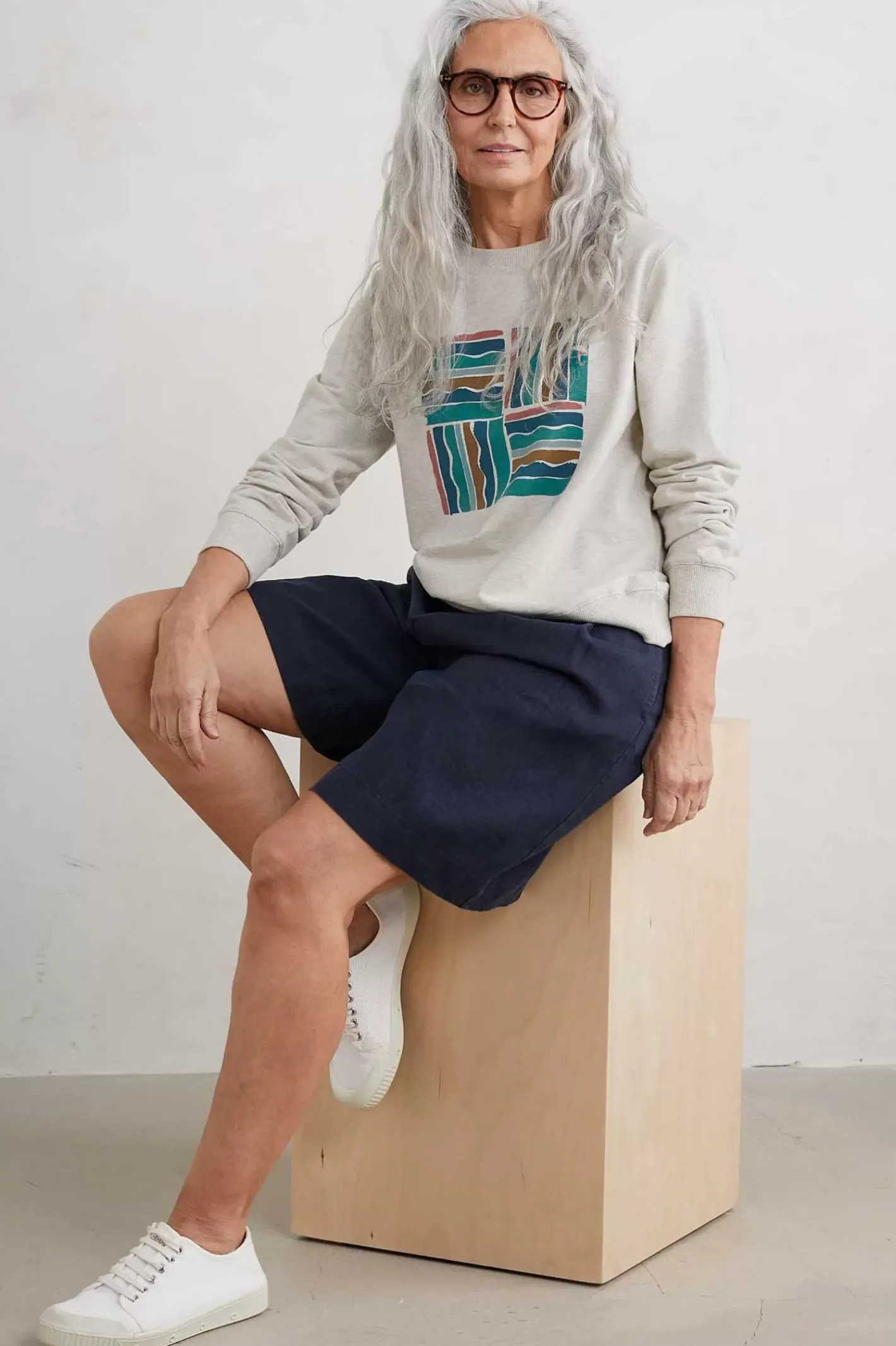 Women Seasalt Cornwall Bright Wave Printed Organic Cotton Sweatshirt