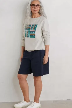 Women Seasalt Cornwall Bright Wave Printed Organic Cotton Sweatshirt