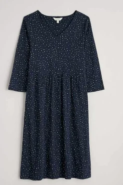 Women Seasalt Cornwall Brush Drawing 3/4 Sleeve Dress