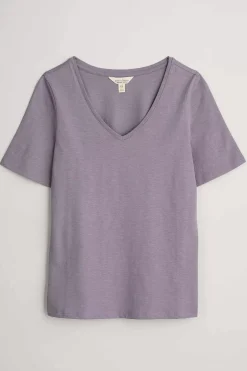 Women Seasalt Cornwall Burdock Organic Cotton V-Neck T-Shirt (Gots)