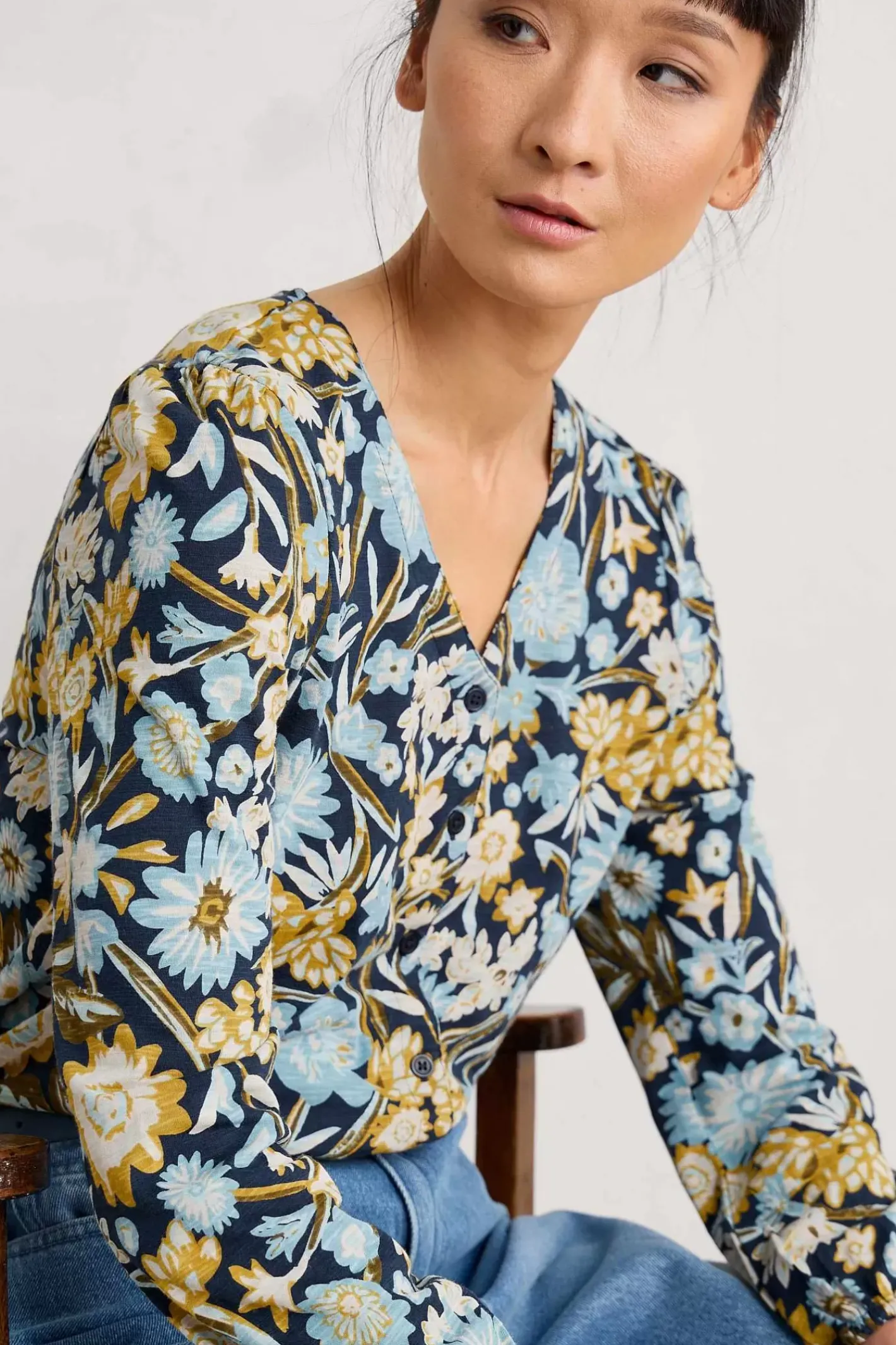 Women Seasalt Cornwall Butterflies Jersey Top