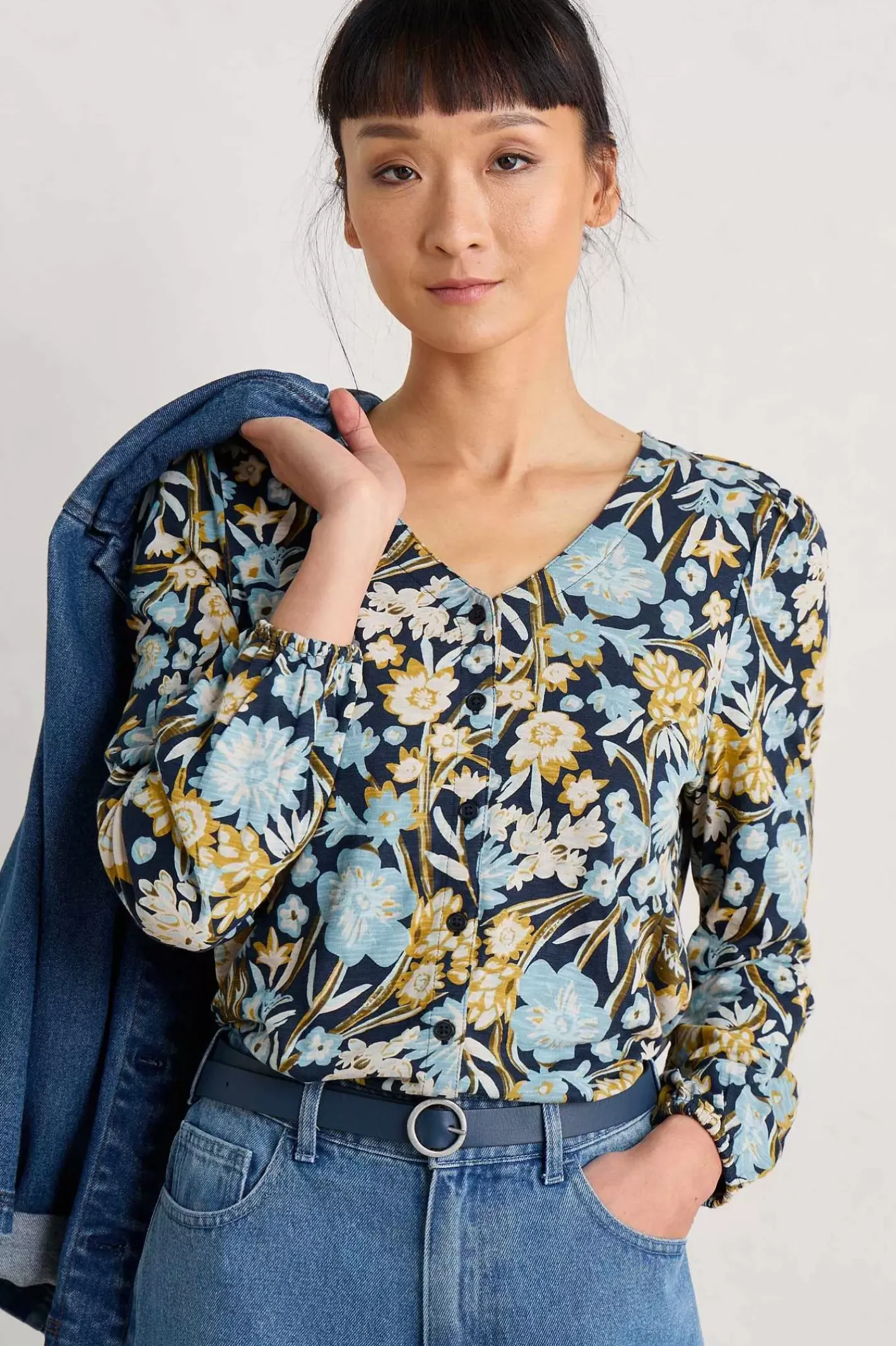 Women Seasalt Cornwall Butterflies Jersey Top
