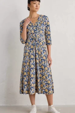 Women Seasalt Cornwall Chapelle 3/4 Sleeve Jersey Dress (Gots)