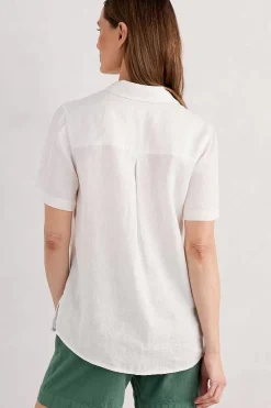 Women Seasalt Cornwall Drydock Short Sleeve Linen Shirt