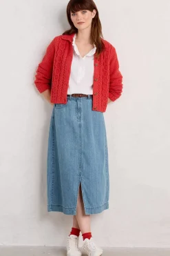 Women Seasalt Cornwall Forest Ridge Cable Knit Collared Cardigan