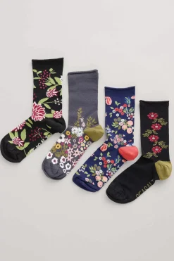 Women Seasalt Cornwall Gift Box Of 4 Women's Sailor Socks