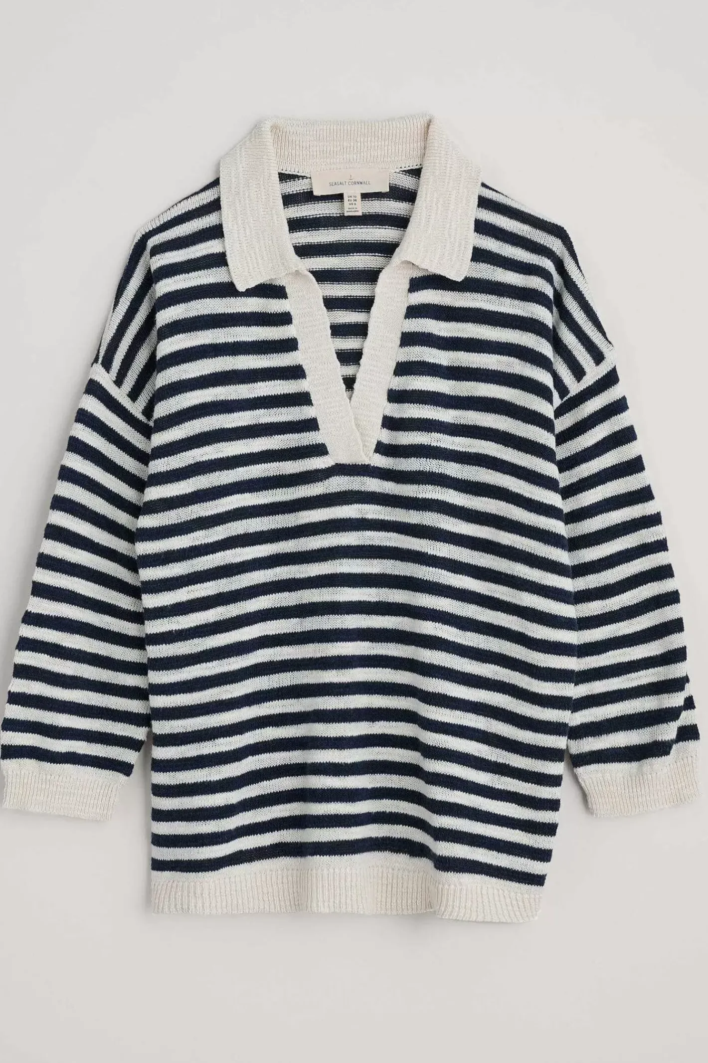 Women Seasalt Cornwall Gwynver Lightweight V-Neck Collared Jumper