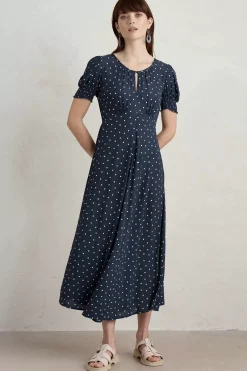 Women Seasalt Cornwall Marsh Violet Short Sleeve Empire Line Dress