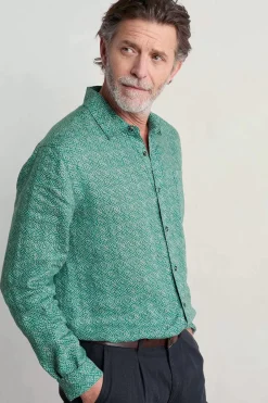 Men Seasalt Cornwall Men's Anthony Printed Linen Shirt