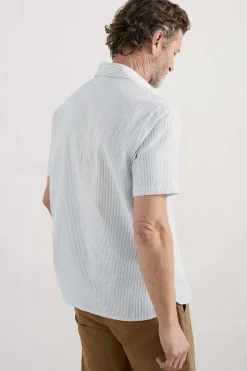 Men Seasalt Cornwall Men's Blue Heron Seersucker Short Sleeve Shirt