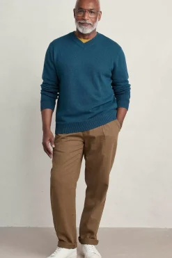 Men Seasalt Cornwall Men's Mainbrace Organic Cotton V-Neck Jumper