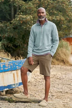 Men Seasalt Cornwall Men's Wood Moss Quarter Zip Sweatshirt