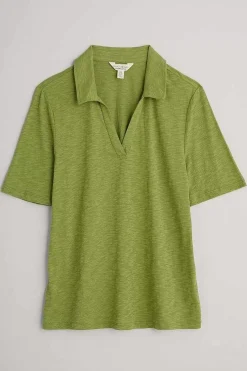 Women Seasalt Cornwall Owles Point Short Sleeve V-Neck Jersey Shirt