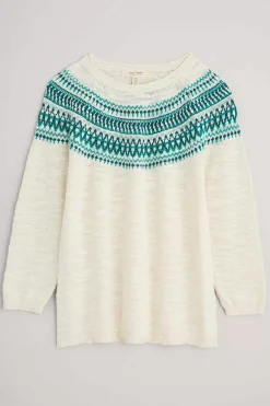 Women Seasalt Cornwall Penvoose Three Quarter Sleeve Fair Isle Jumper