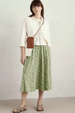 Women Seasalt Cornwall Ready Sail Printed Jersey Midi Skirt