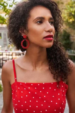 Women Seasalt Cornwall Redpoll Beaded Circle Earrings