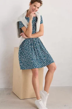 Women Seasalt Cornwall Sea Mirror Jersey Dress With Short Sleeves