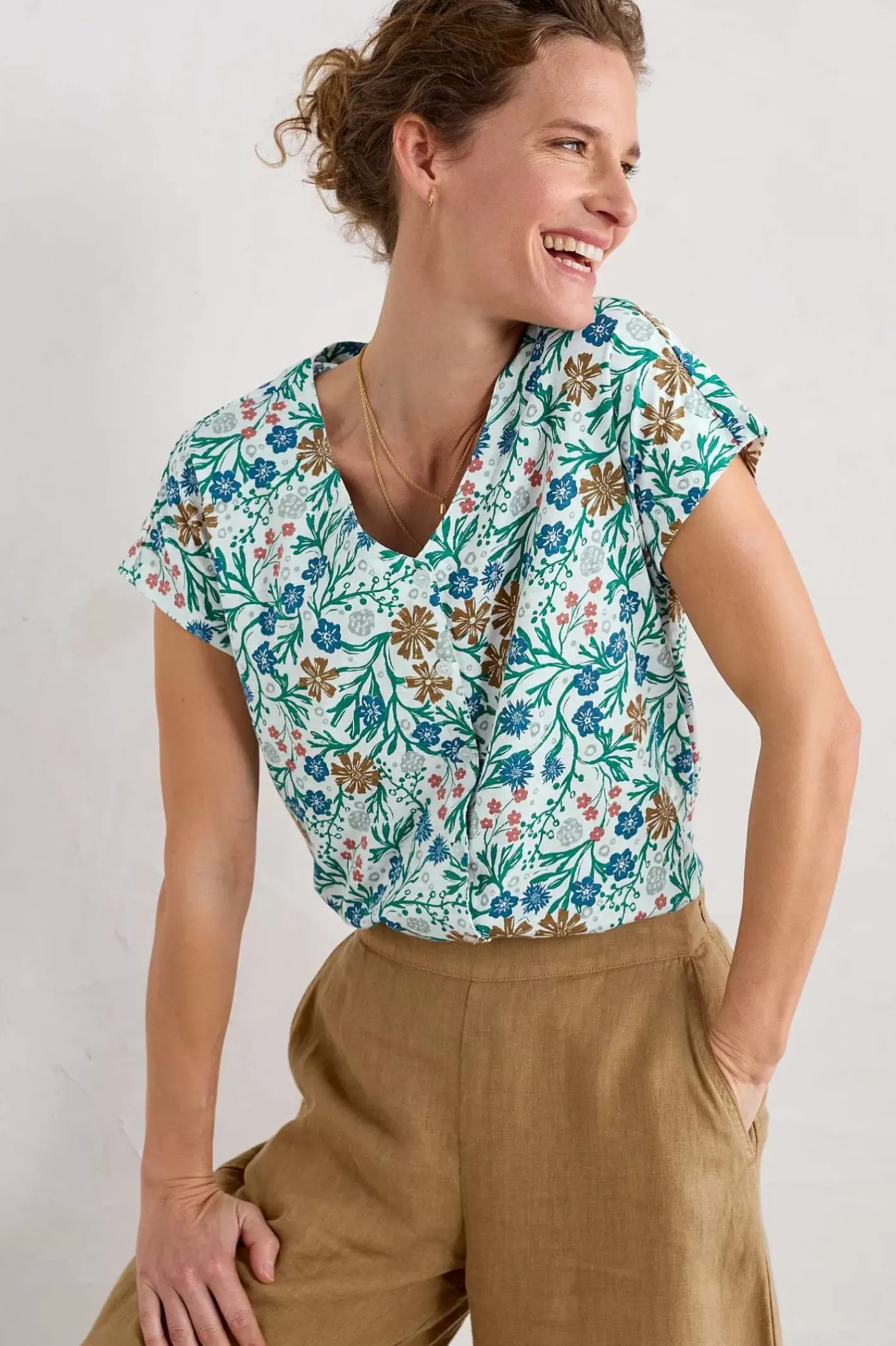 Women Seasalt Cornwall Studio Glass V-Neck Jersey Top
