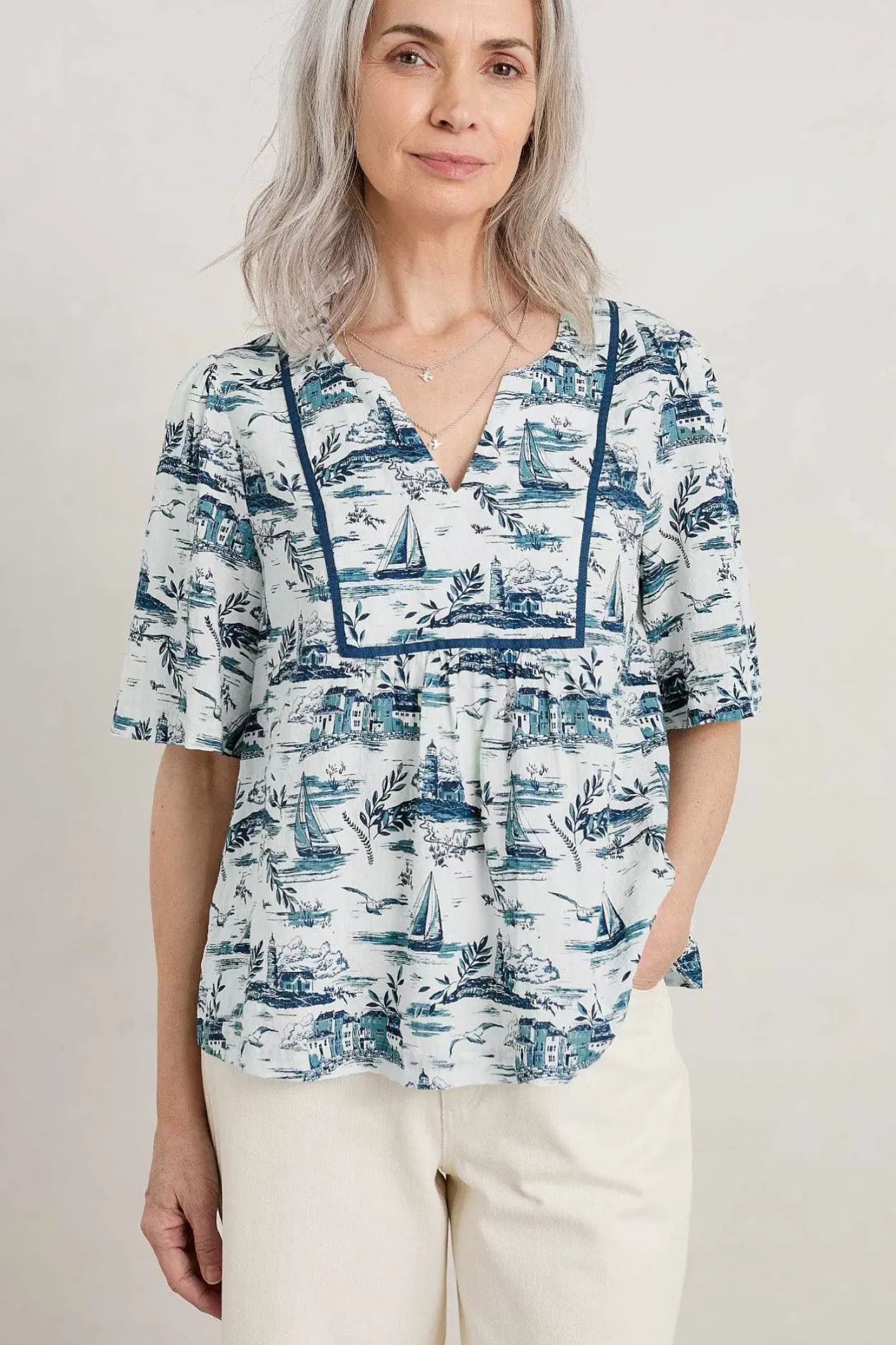Women Seasalt Cornwall Treasury Short Sleeve Blouse
