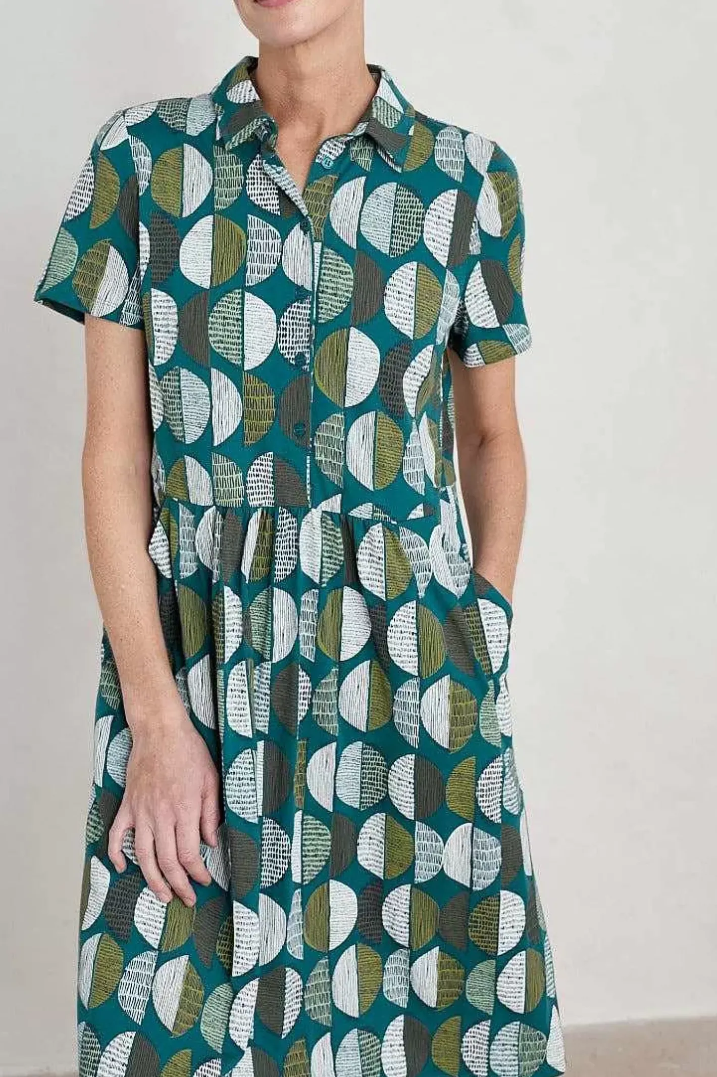 Women Seasalt Cornwall Wood Rush Short Sleeve Jersey Dress